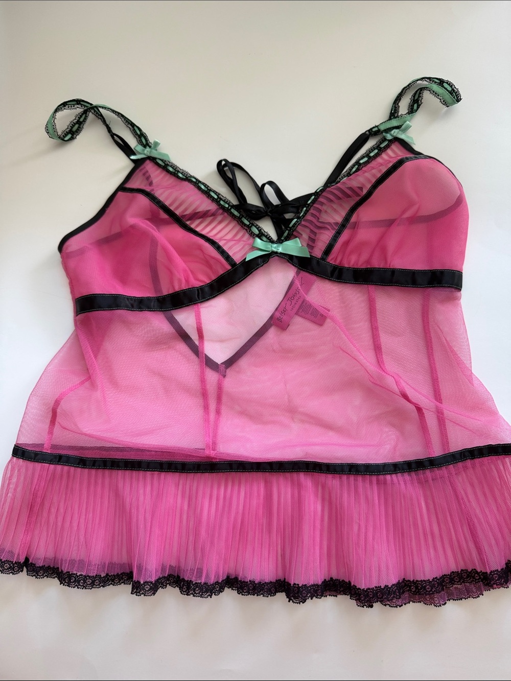 Betsy Johnson intimates Pink Slip Mesh Baby Doll size S